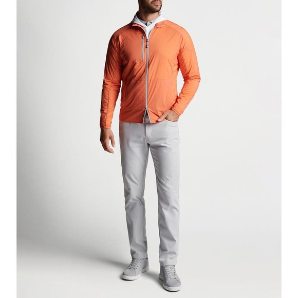 Peter Millar Hyperlight Gust Windbreaker Jacket Golf Hooded Nylon Orange Size L - Picture 3 of 6